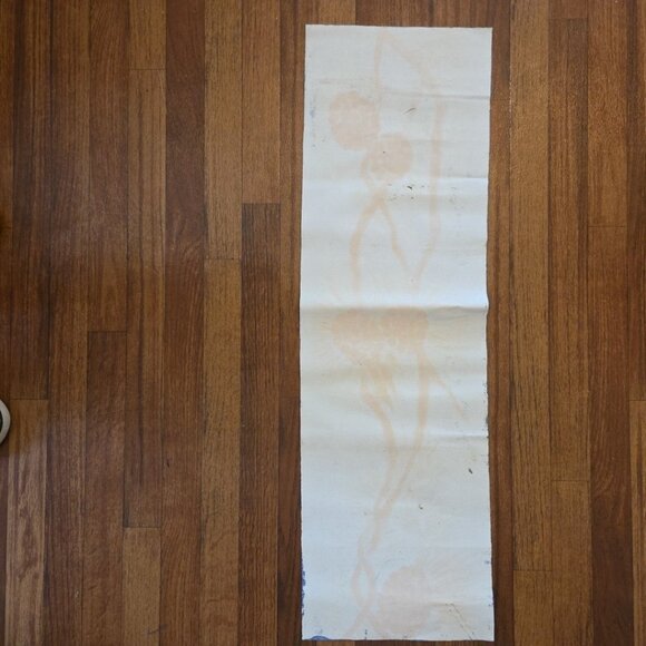 Hand Painted Pinecones Border Painting 36" Signed - Picture 7 of 8